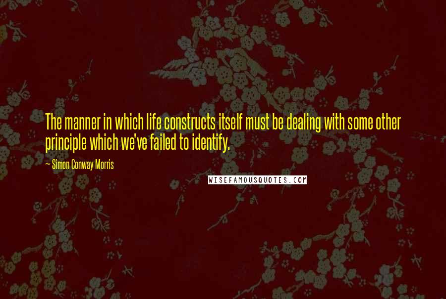 Simon Conway Morris Quotes: The manner in which life constructs itself must be dealing with some other principle which we've failed to identify.