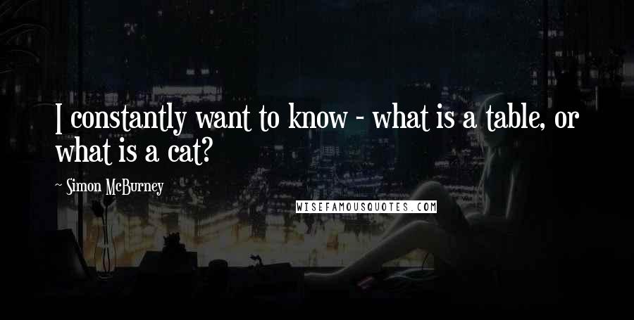 Simon McBurney Quotes: I constantly want to know - what is a table, or what is a cat?