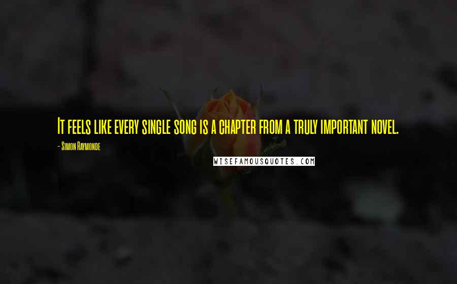 Simon Raymonde Quotes: It feels like every single song is a chapter from a truly important novel.