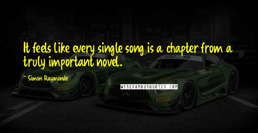 Simon Raymonde Quotes: It feels like every single song is a chapter from a truly important novel.