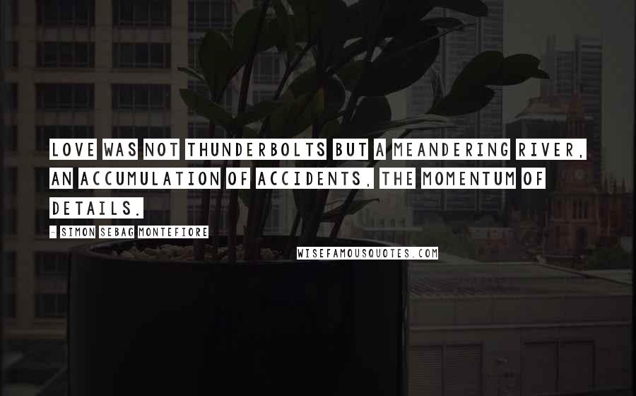 Simon Sebag Montefiore Quotes: Love was not thunderbolts but a meandering river, an accumulation of accidents, the momentum of details.