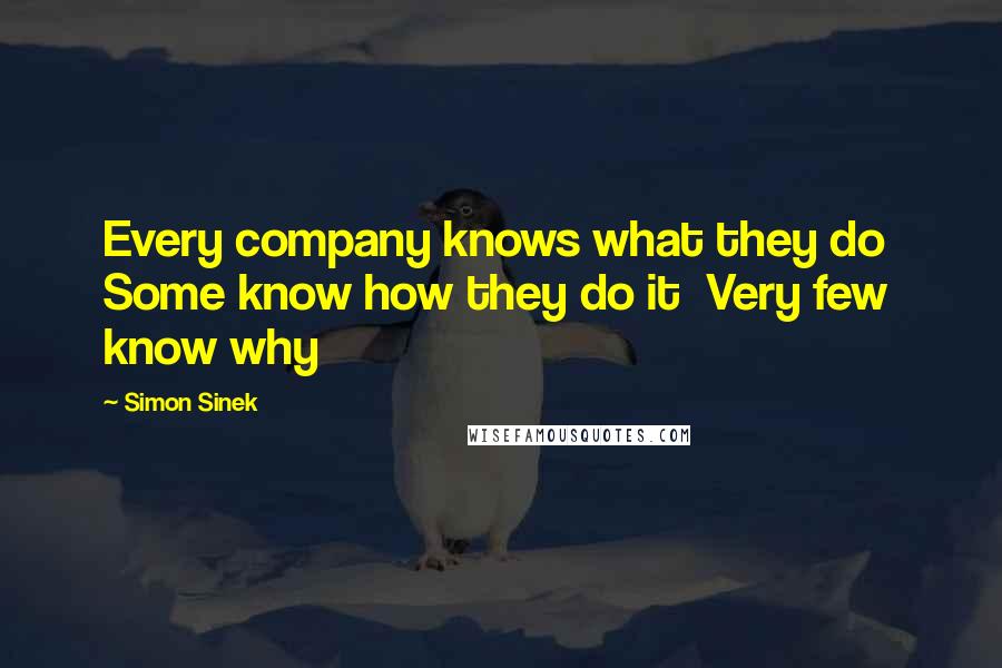 Simon Sinek Quotes: Every company knows what they do  Some know how they do it  Very few know why
