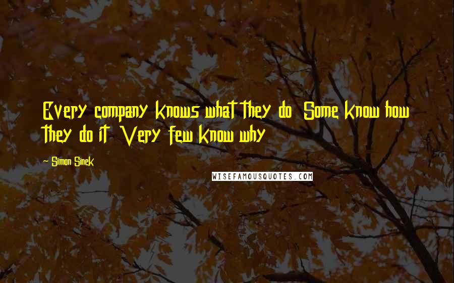 Simon Sinek Quotes: Every company knows what they do  Some know how they do it  Very few know why