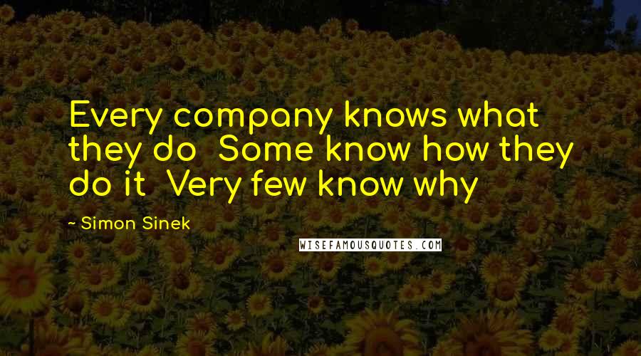 Simon Sinek Quotes: Every company knows what they do  Some know how they do it  Very few know why