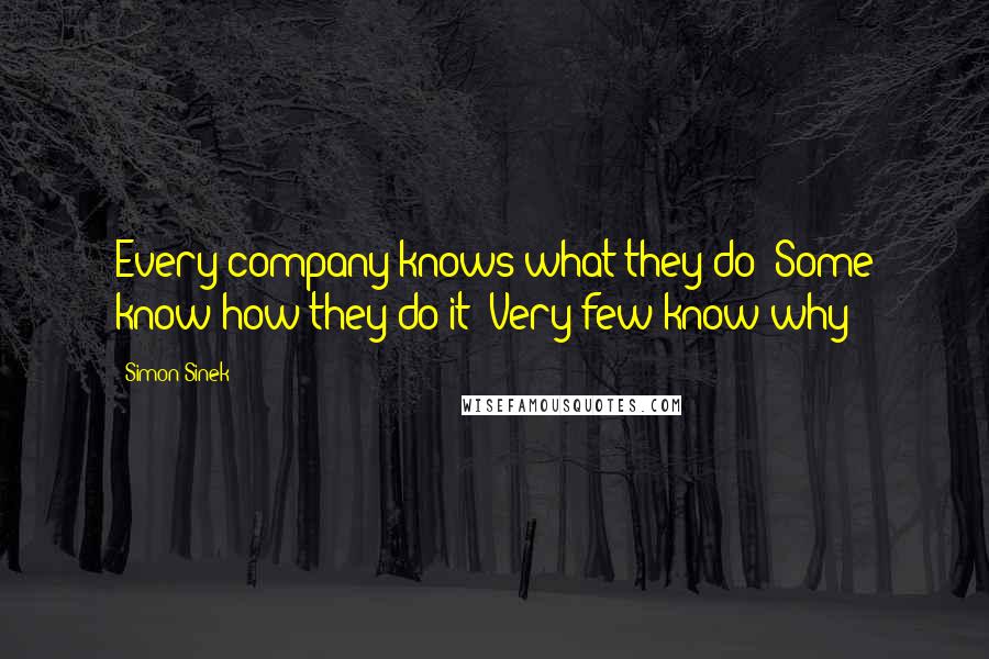Simon Sinek Quotes: Every company knows what they do  Some know how they do it  Very few know why