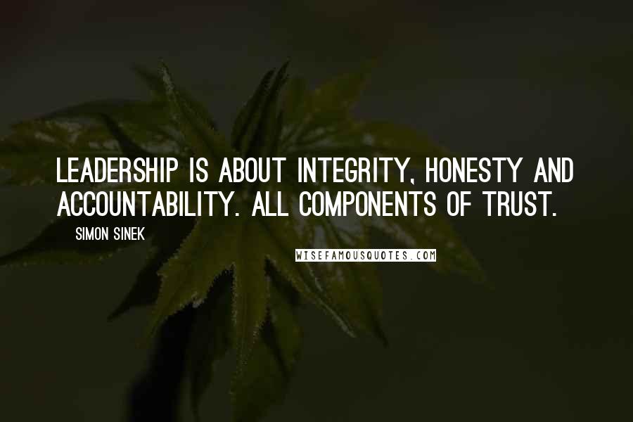 Simon Sinek Quotes: Leadership is about integrity, honesty and accountability. All components of trust.