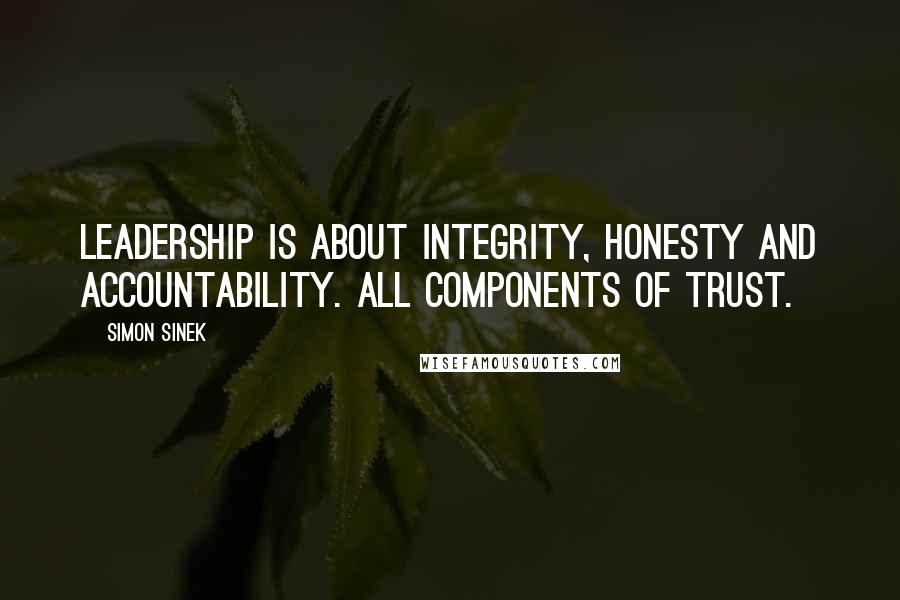 Simon Sinek Quotes: Leadership is about integrity, honesty and accountability. All components of trust.