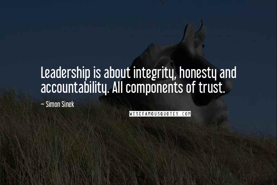 Simon Sinek Quotes: Leadership is about integrity, honesty and accountability. All components of trust.