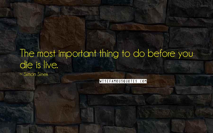 Simon Sinek Quotes: The most important thing to do before you die is live.