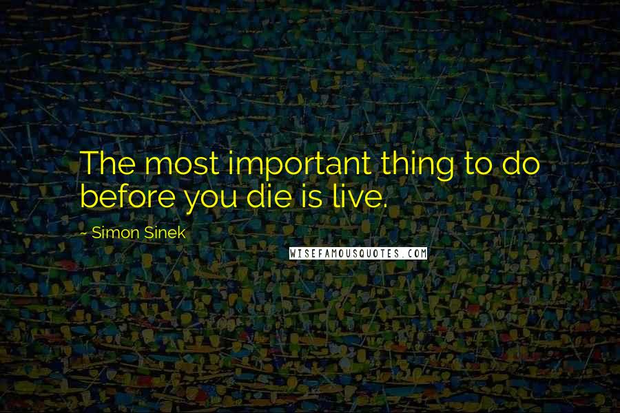 Simon Sinek Quotes: The most important thing to do before you die is live.