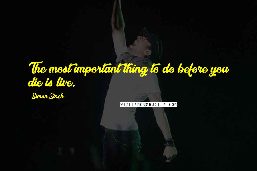 Simon Sinek Quotes: The most important thing to do before you die is live.