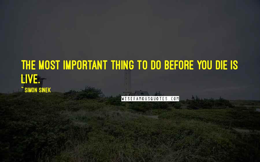 Simon Sinek Quotes: The most important thing to do before you die is live.