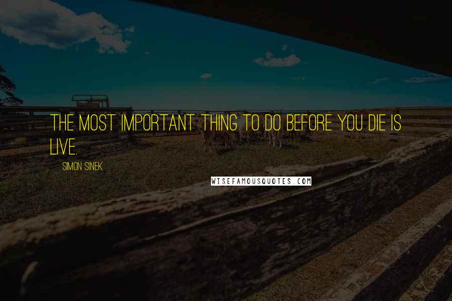 Simon Sinek Quotes: The most important thing to do before you die is live.