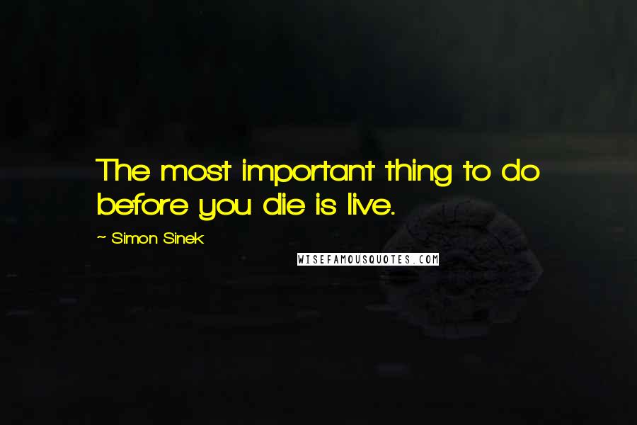 Simon Sinek Quotes: The most important thing to do before you die is live.