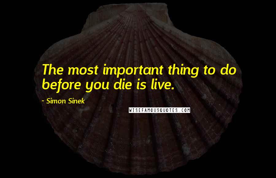 Simon Sinek Quotes: The most important thing to do before you die is live.