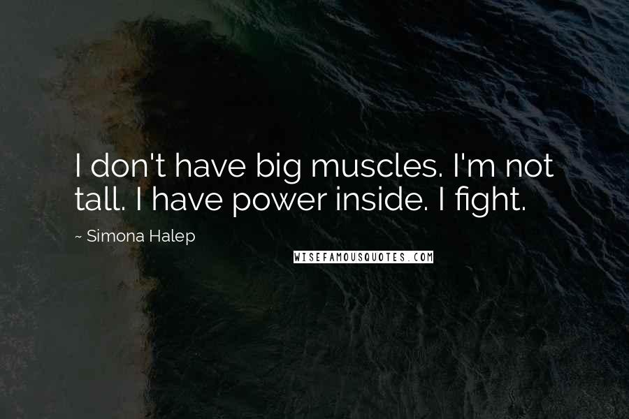 Simona Halep Quotes: I don't have big muscles. I'm not tall. I have power inside. I fight.