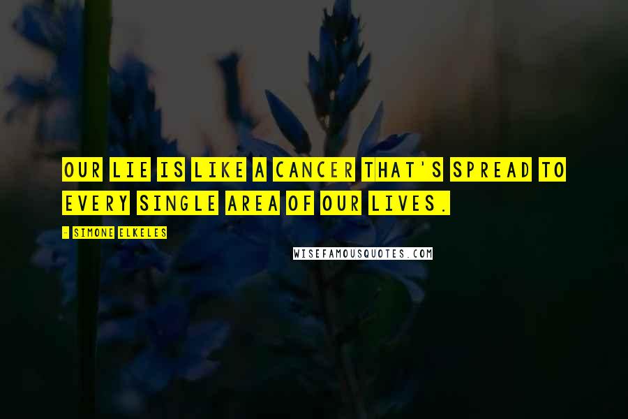 Simone Elkeles Quotes: Our lie is like a cancer that's spread to every single area of our lives.