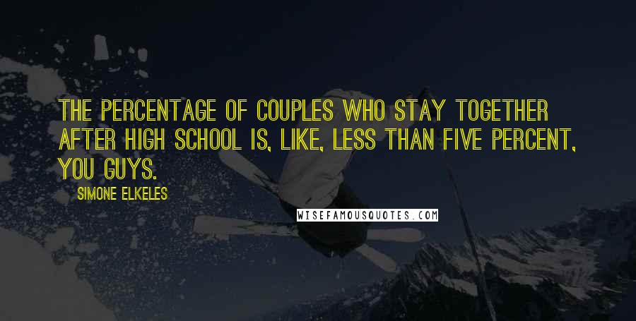 Simone Elkeles Quotes: The percentage of couples who stay together after high school is, like, less than five percent, you guys.