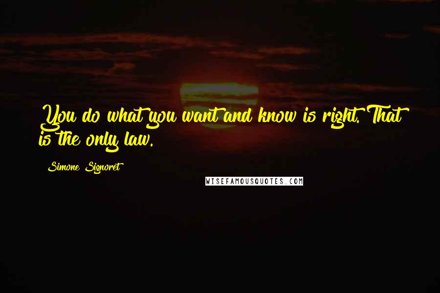 Simone Signoret Quotes: You do what you want and know is right. That is the only law.