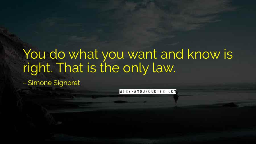 Simone Signoret Quotes: You do what you want and know is right. That is the only law.