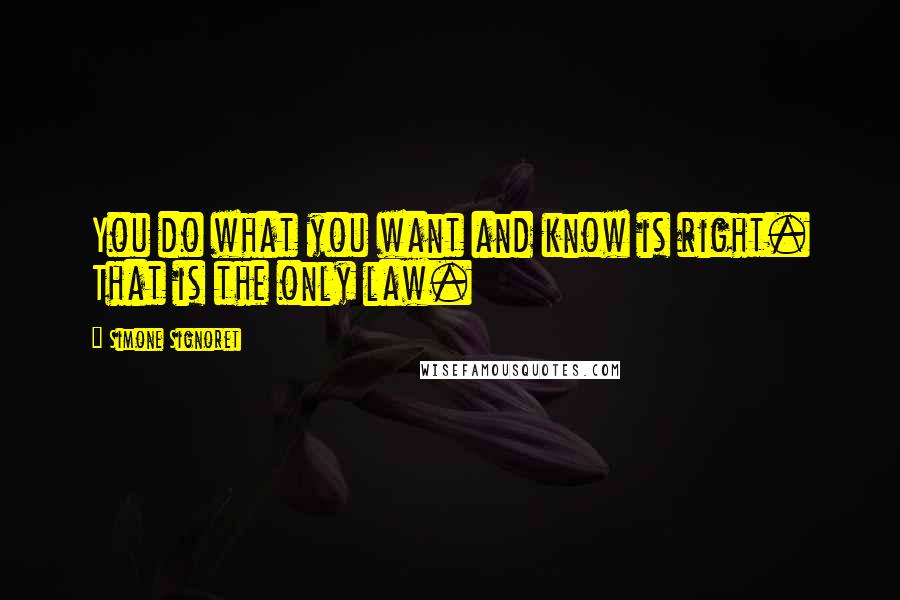 Simone Signoret Quotes: You do what you want and know is right. That is the only law.