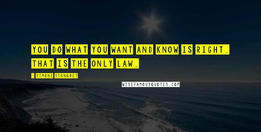 Simone Signoret Quotes: You do what you want and know is right. That is the only law.