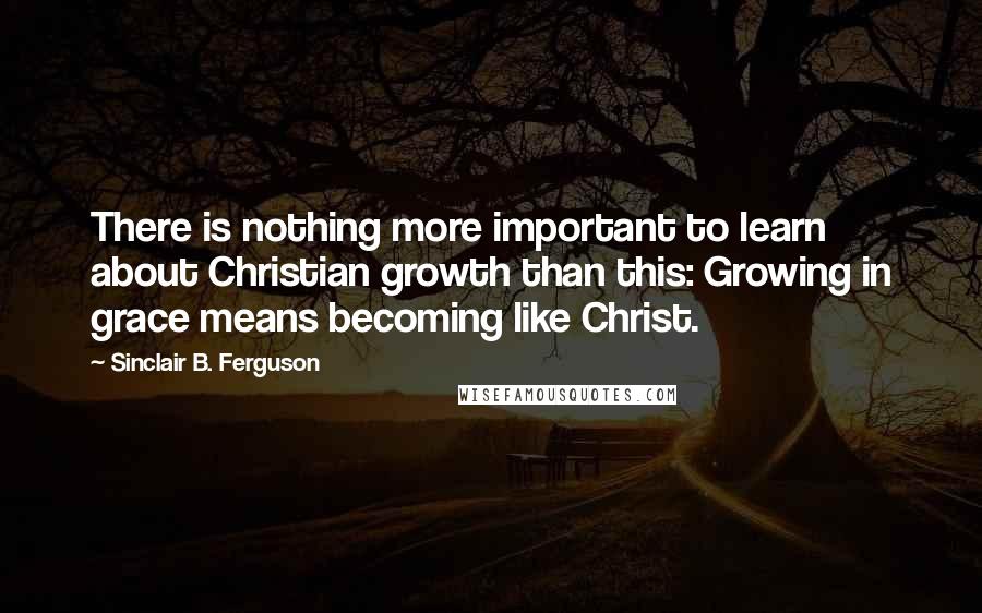 Sinclair B. Ferguson Quotes: There is nothing more important to learn about Christian growth than this: Growing in grace means becoming like Christ.