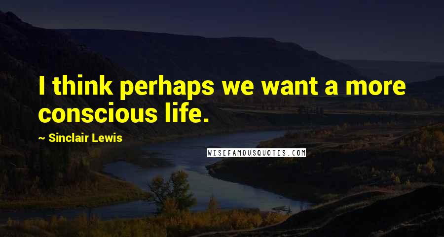 Sinclair Lewis Quotes: I think perhaps we want a more conscious life.