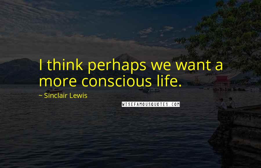 Sinclair Lewis Quotes: I think perhaps we want a more conscious life.