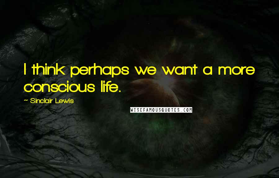 Sinclair Lewis Quotes: I think perhaps we want a more conscious life.