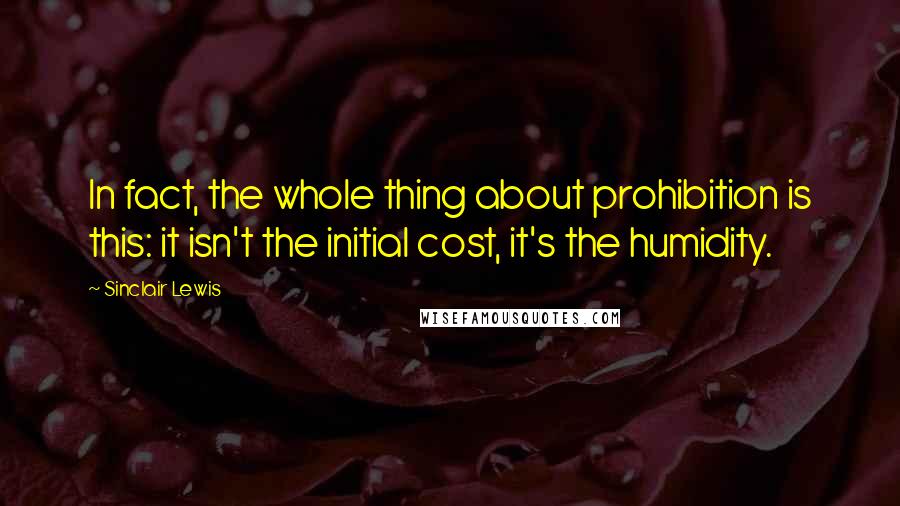 Sinclair Lewis Quotes: In fact, the whole thing about prohibition is this: it isn't the initial cost, it's the humidity.
