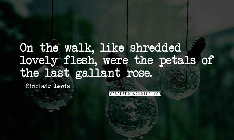 Sinclair Lewis Quotes: On the walk, like shredded lovely flesh, were the petals of the last gallant rose.