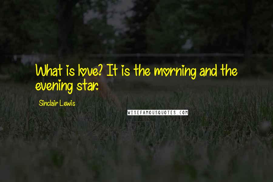 Sinclair Lewis Quotes: What is love? It is the morning and the evening star.