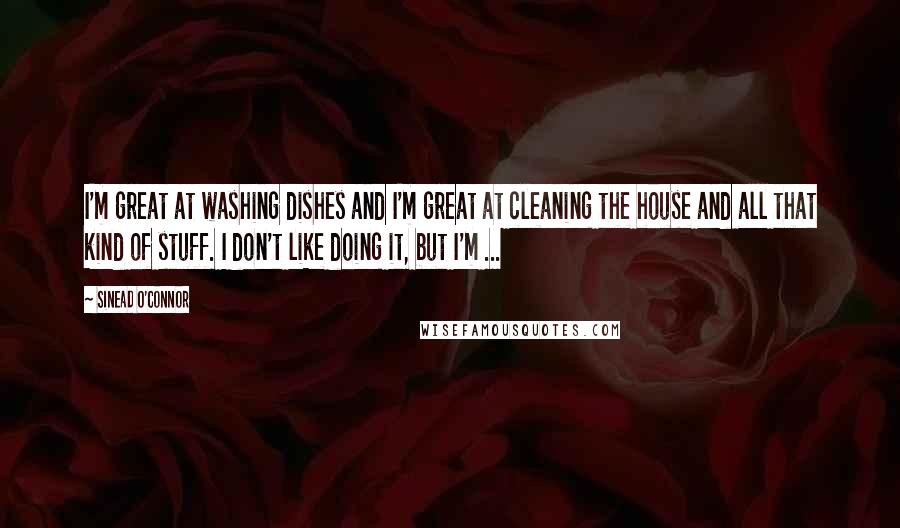 Sinead O'Connor Quotes: I'm great at washing dishes and I'm great at cleaning the house and all that kind of stuff. I don't like doing it, but I'm ...