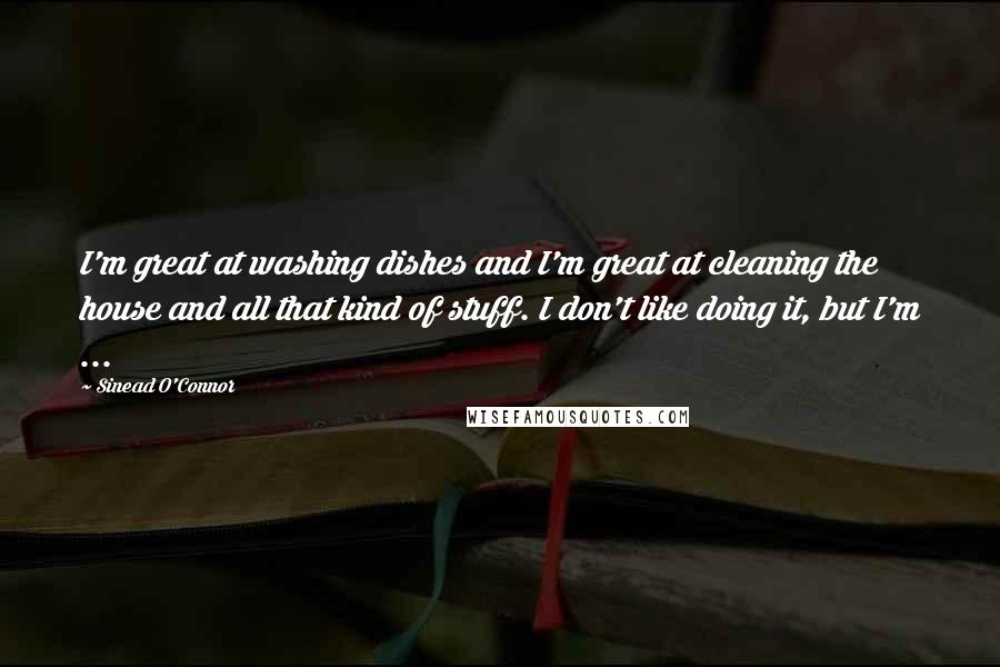 Sinead O'Connor Quotes: I'm great at washing dishes and I'm great at cleaning the house and all that kind of stuff. I don't like doing it, but I'm ...