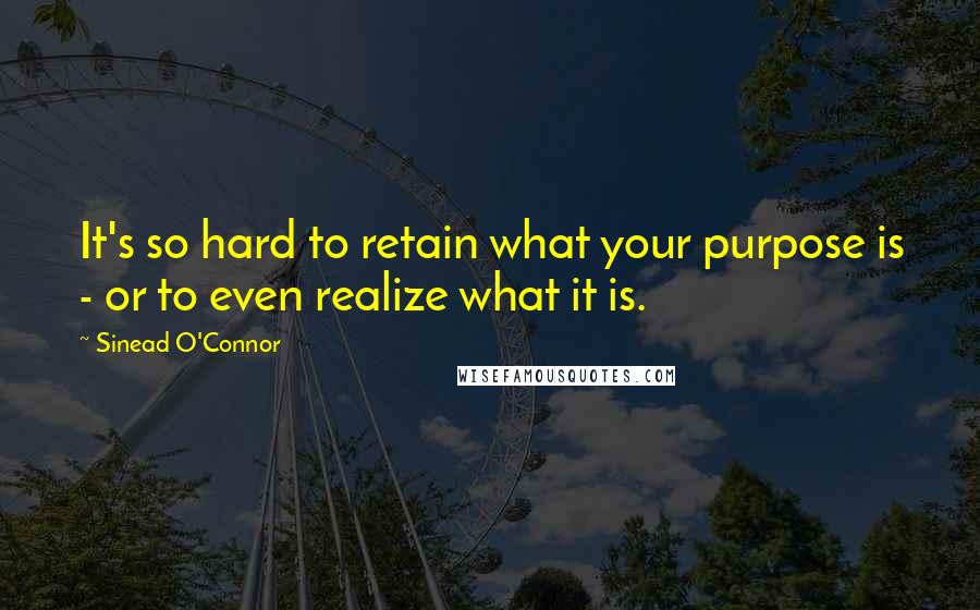 Sinead O'Connor Quotes: It's so hard to retain what your purpose is - or to even realize what it is.