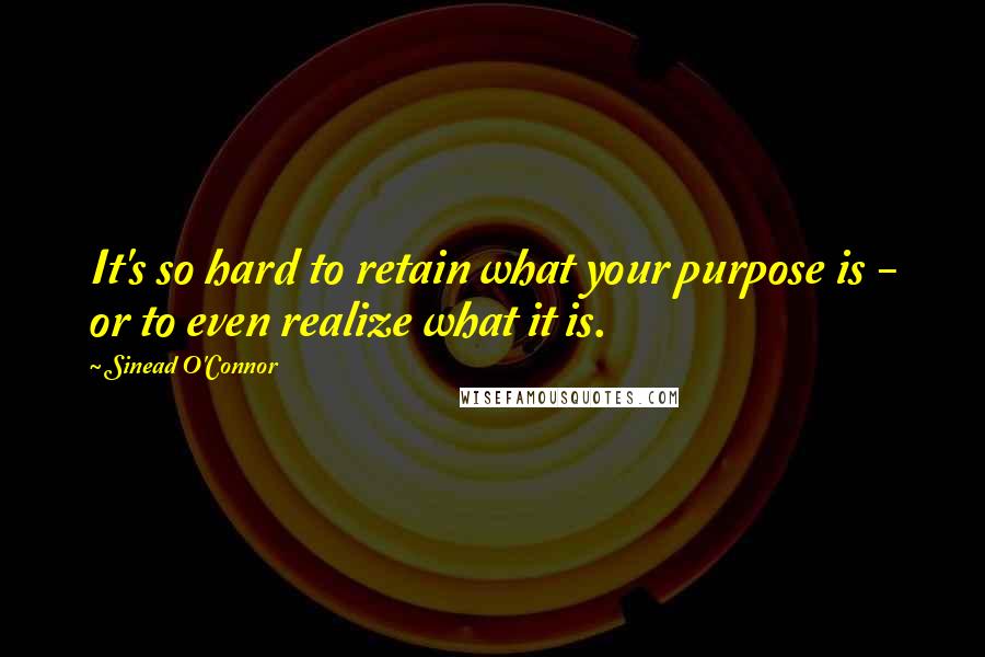 Sinead O'Connor Quotes: It's so hard to retain what your purpose is - or to even realize what it is.