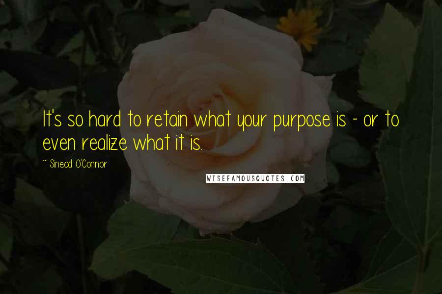 Sinead O'Connor Quotes: It's so hard to retain what your purpose is - or to even realize what it is.