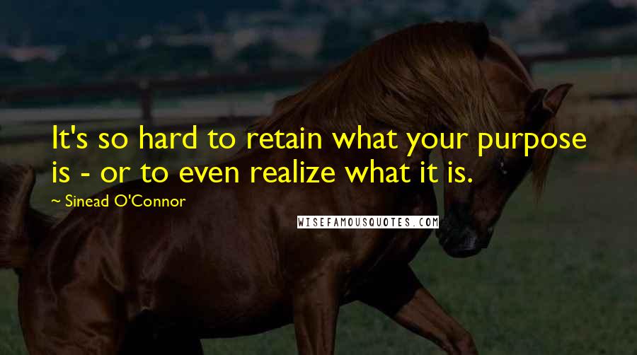 Sinead O'Connor Quotes: It's so hard to retain what your purpose is - or to even realize what it is.