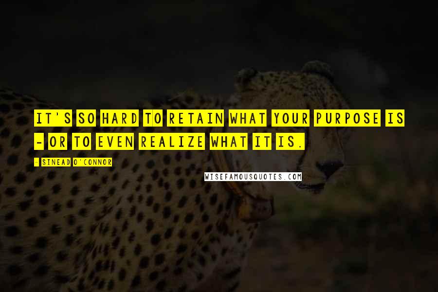 Sinead O'Connor Quotes: It's so hard to retain what your purpose is - or to even realize what it is.