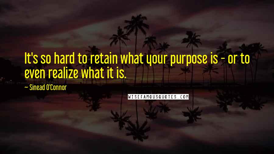 Sinead O'Connor Quotes: It's so hard to retain what your purpose is - or to even realize what it is.