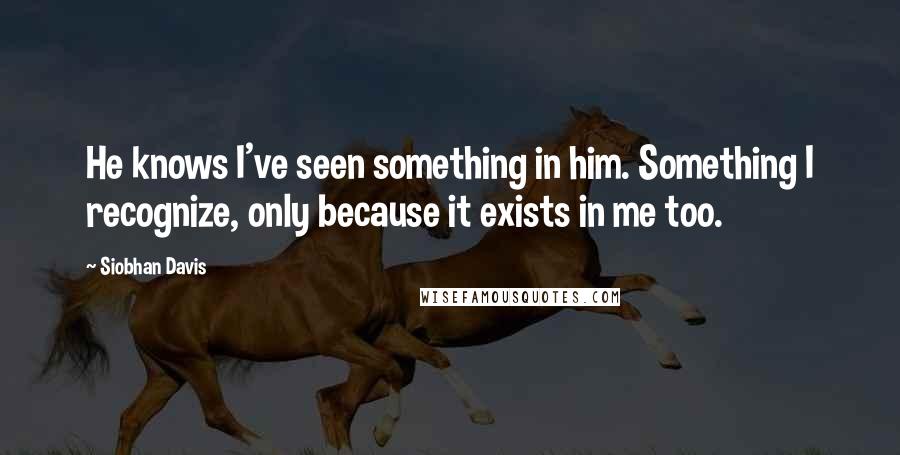 Siobhan Davis Quotes: He knows I've seen something in him. Something I recognize, only because it exists in me too.