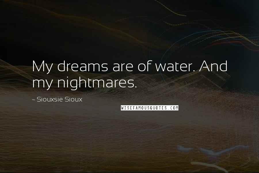 Siouxsie Sioux Quotes: My dreams are of water. And my nightmares.