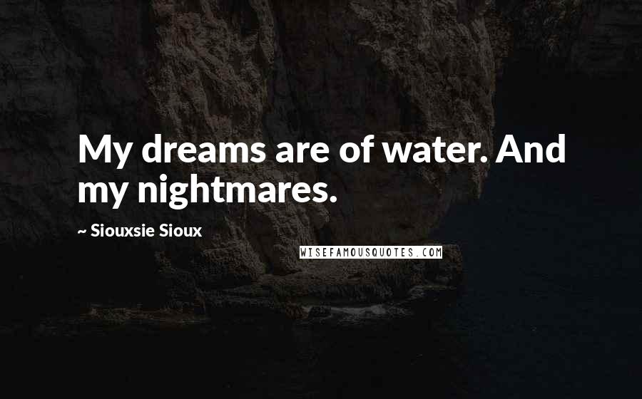 Siouxsie Sioux Quotes: My dreams are of water. And my nightmares.
