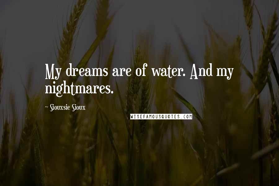 Siouxsie Sioux Quotes: My dreams are of water. And my nightmares.