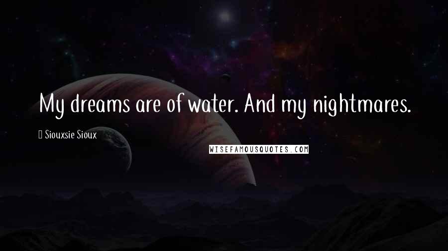 Siouxsie Sioux Quotes: My dreams are of water. And my nightmares.