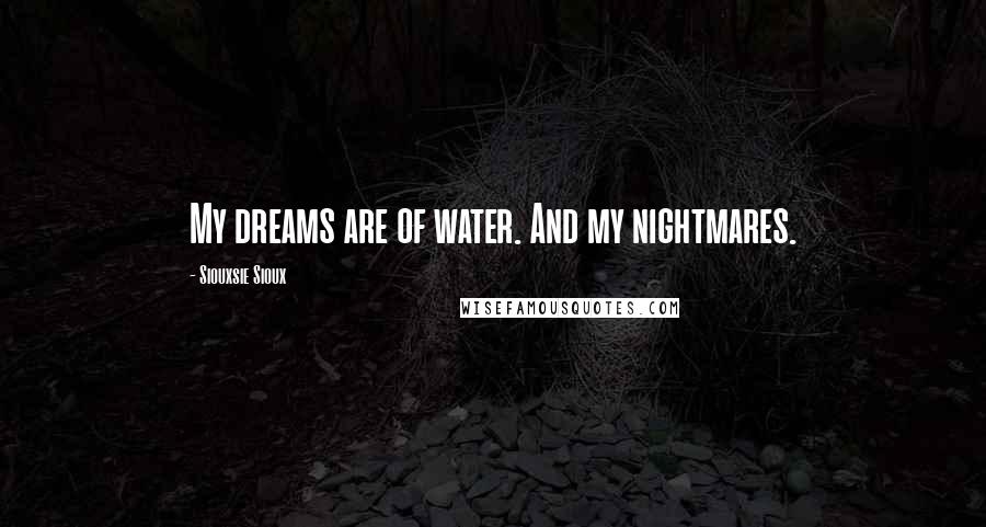 Siouxsie Sioux Quotes: My dreams are of water. And my nightmares.
