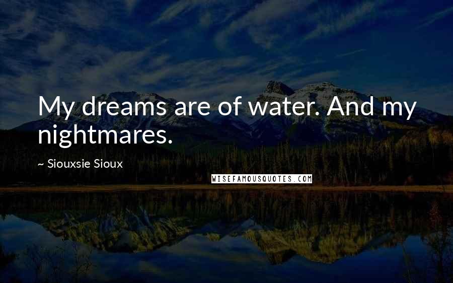 Siouxsie Sioux Quotes: My dreams are of water. And my nightmares.