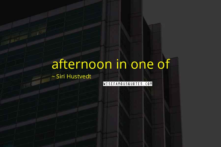 Siri Hustvedt Quotes: afternoon in one of