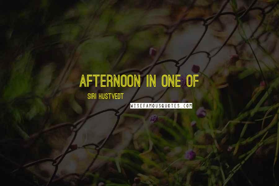 Siri Hustvedt Quotes: afternoon in one of